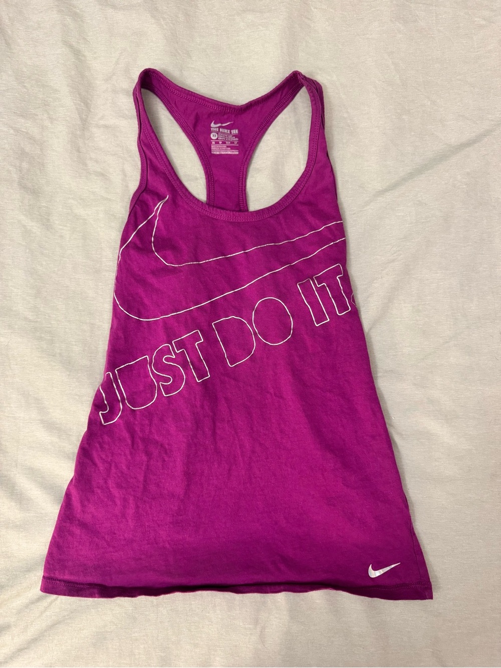 Nike Women’s Magenta Racerback Tank with White Swoosh